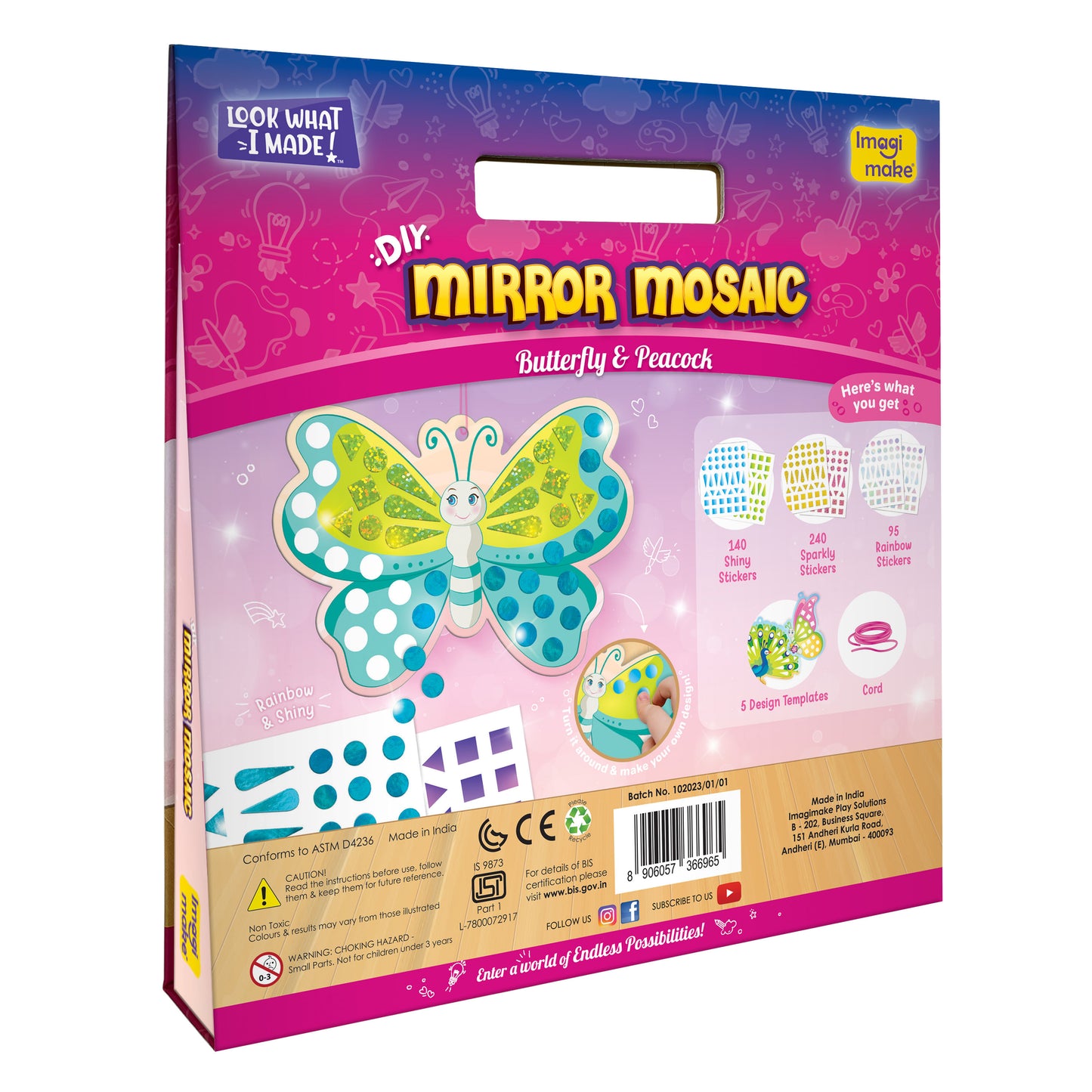 Mirror Mosaic - Butterfly & Peacock