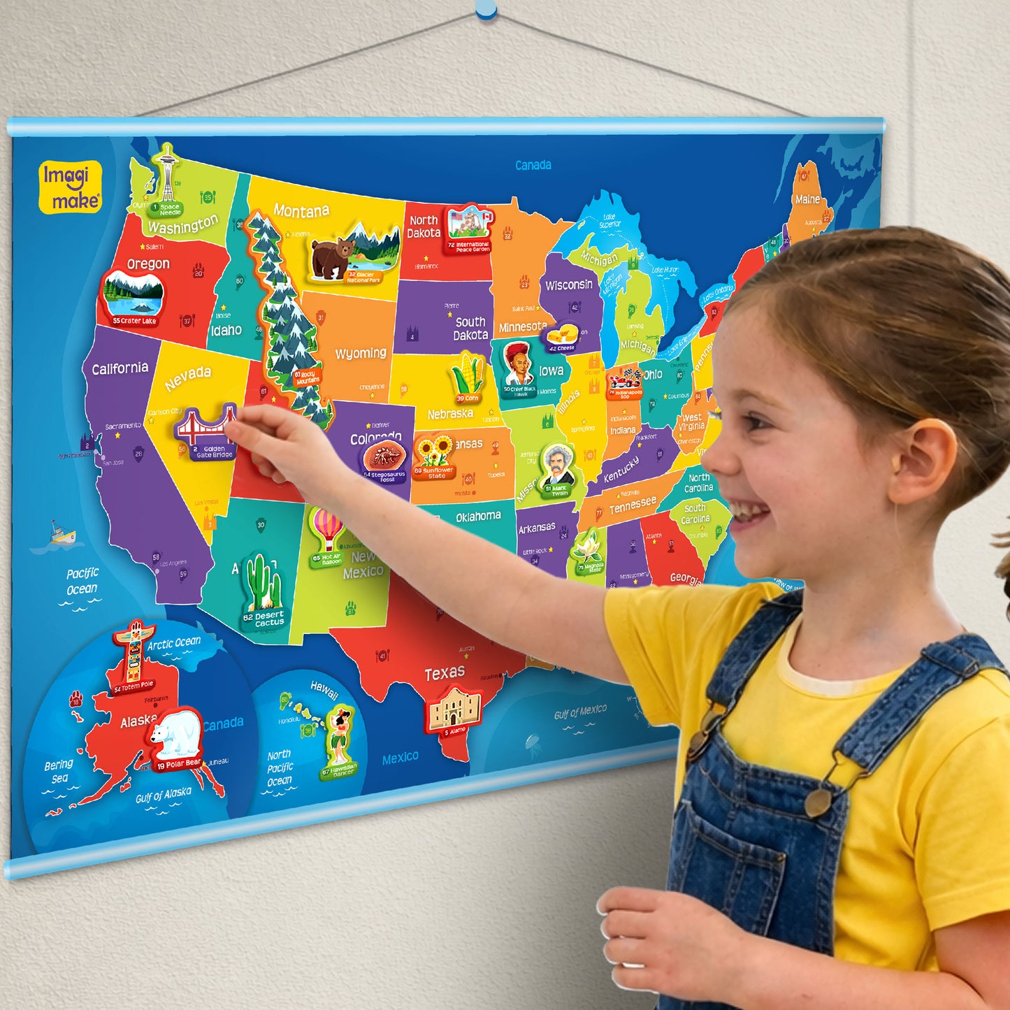 Mapology USA Map Wall Chart with Reusable Stickers