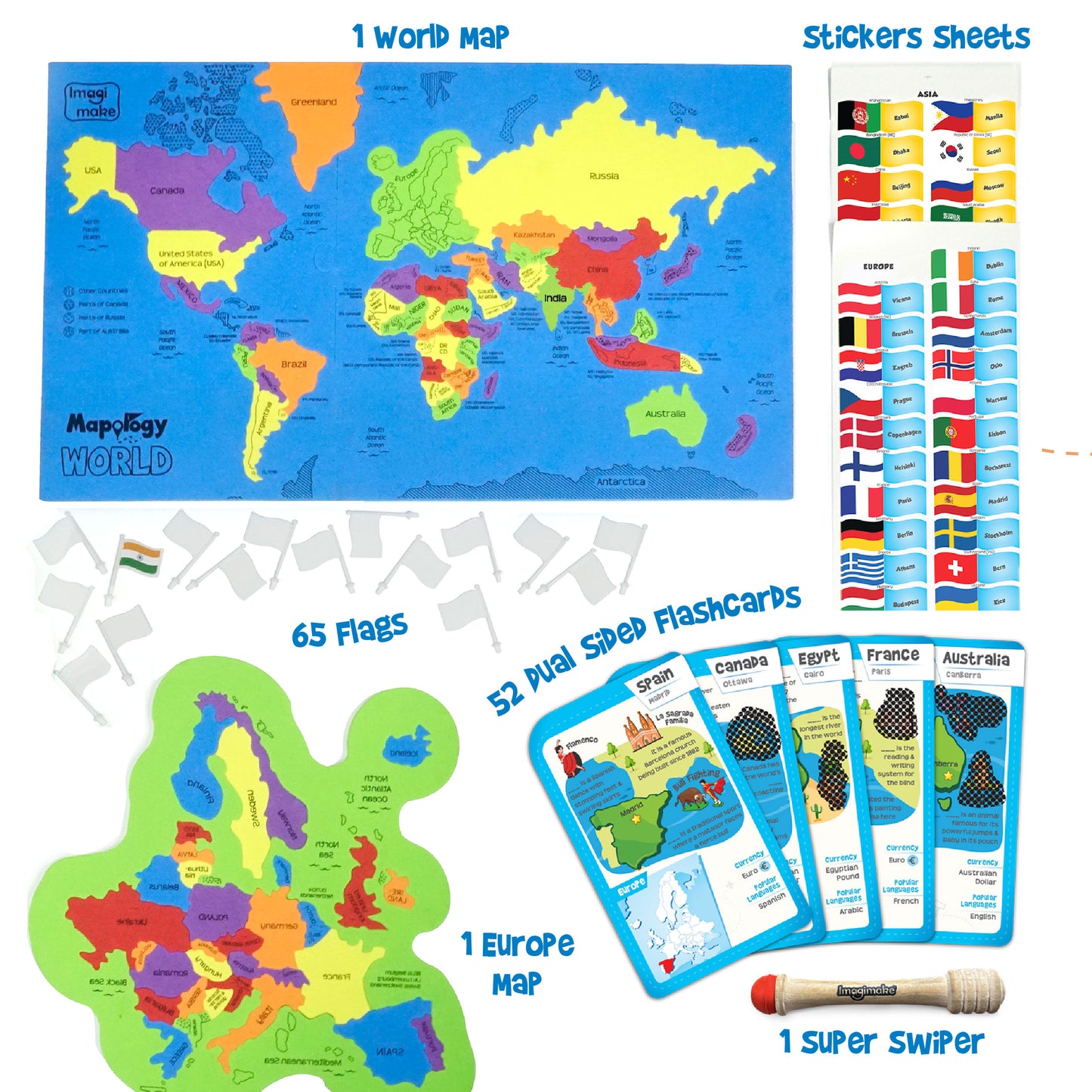 Mapology World with Flags & Flashcards