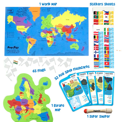 Mapology World with Flags & Flashcards