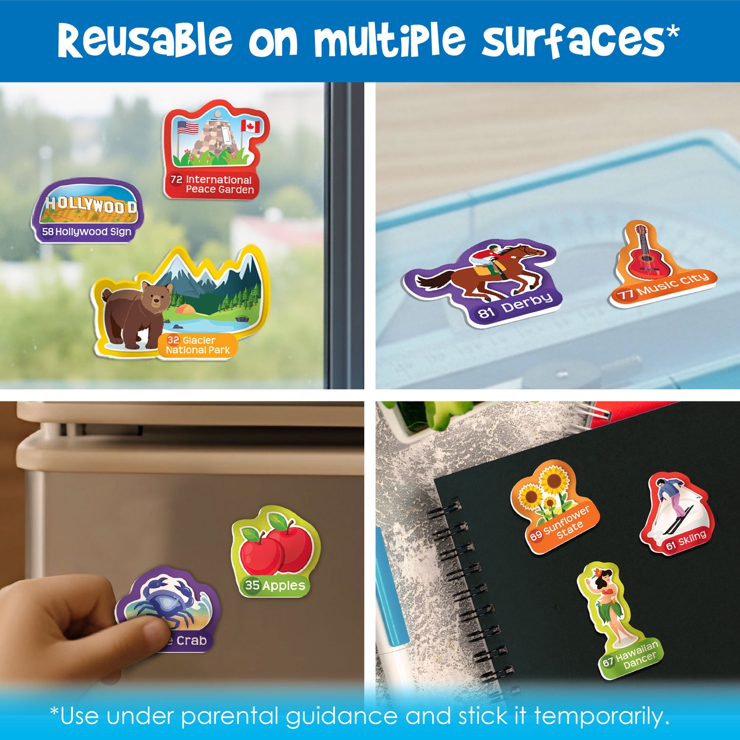 Mapology USA Map Wall Chart with Reusable Stickers